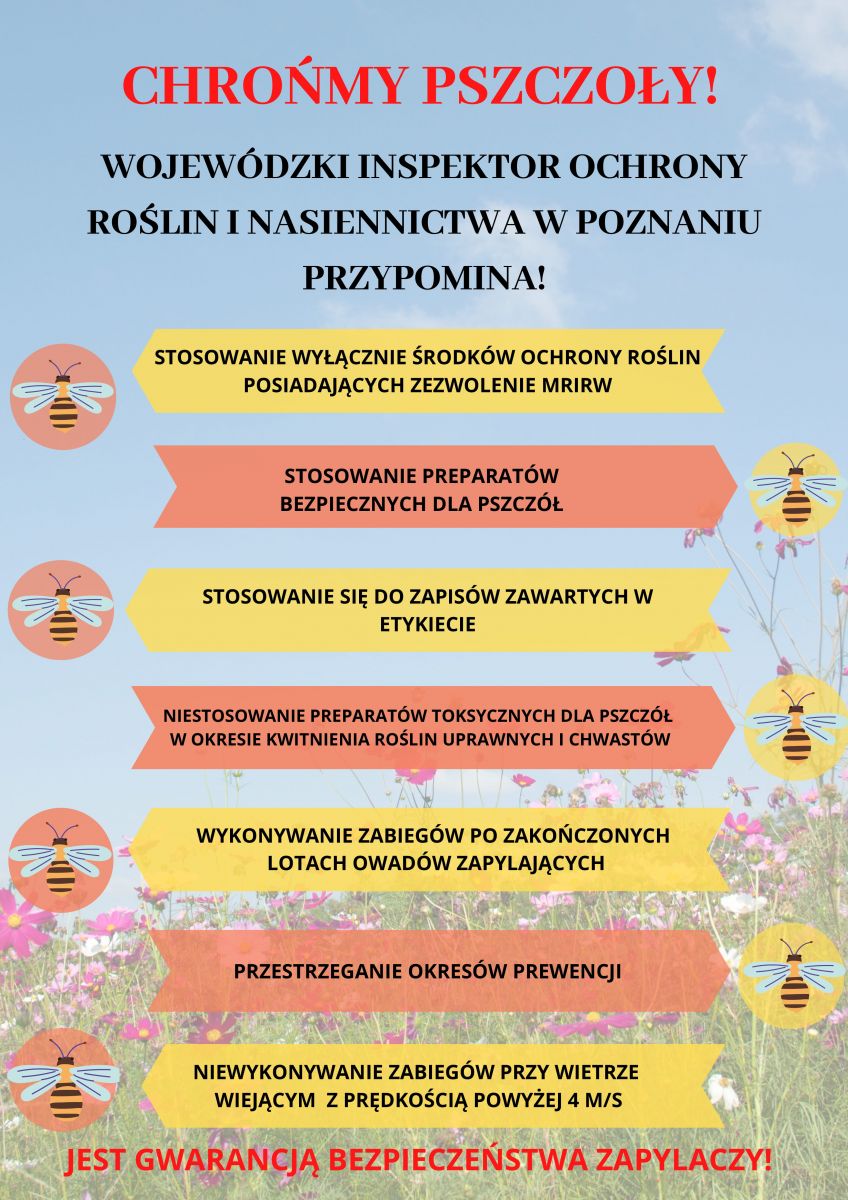 Informacje od Wojewódzkiego Inspektoratu Ochrony Roślin i Nasiennictwa w Poznaniu ws. ochrony pszczół