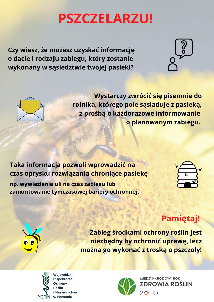 Informacje od Wojewódzkiego Inspektoratu Ochrony Roślin i Nasiennictwa w Poznaniu ws. ochrony pszczół